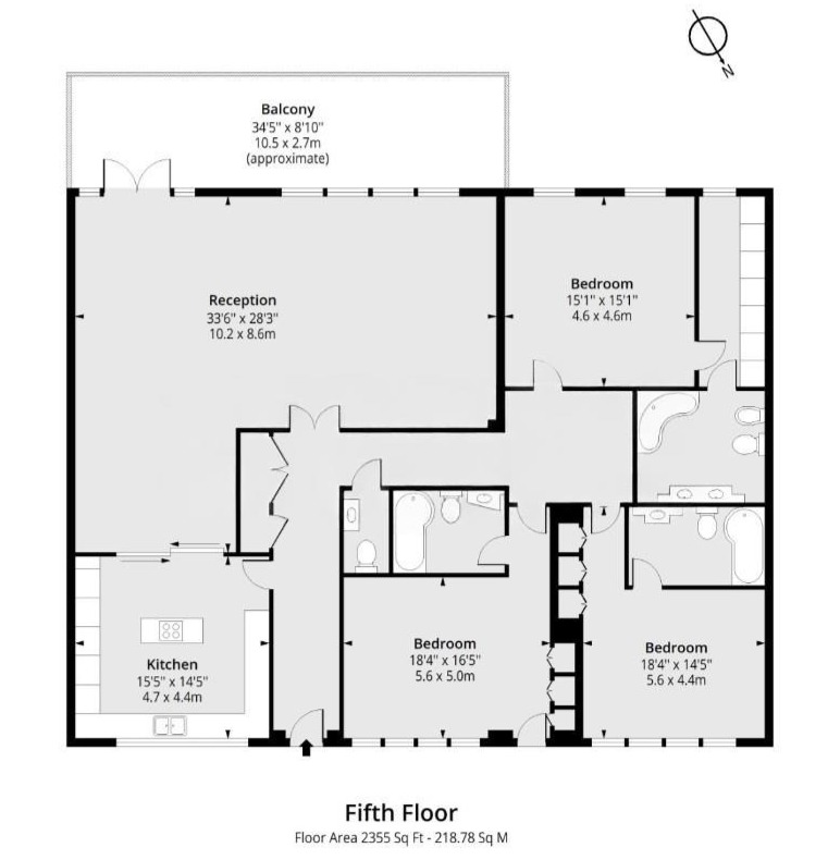 Floor-plan style layout preview of The Designer's Penthouse showing the flow between the main loft, kitchen, and terrace