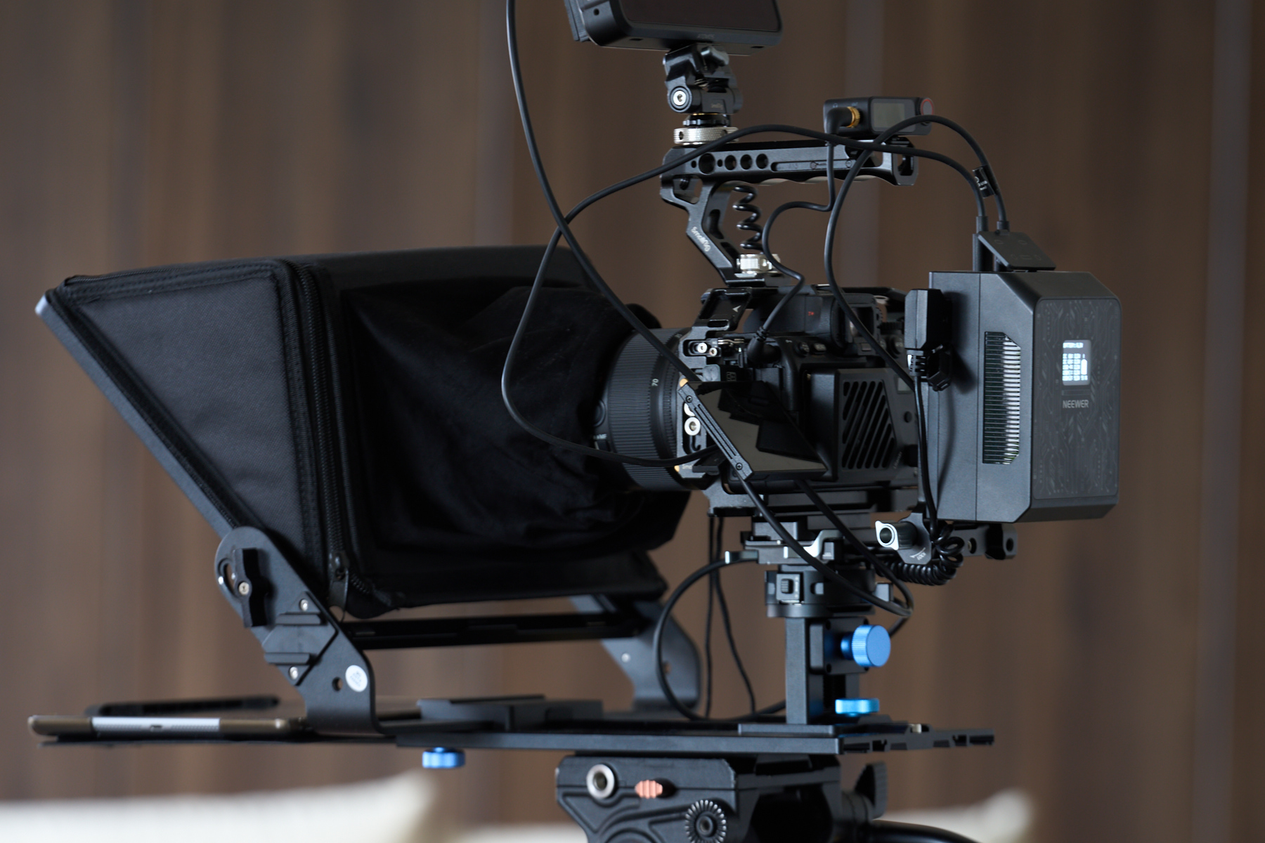 Sony A7SIII teleprompter-ready camera rig available on site at The Designer's Penthouse