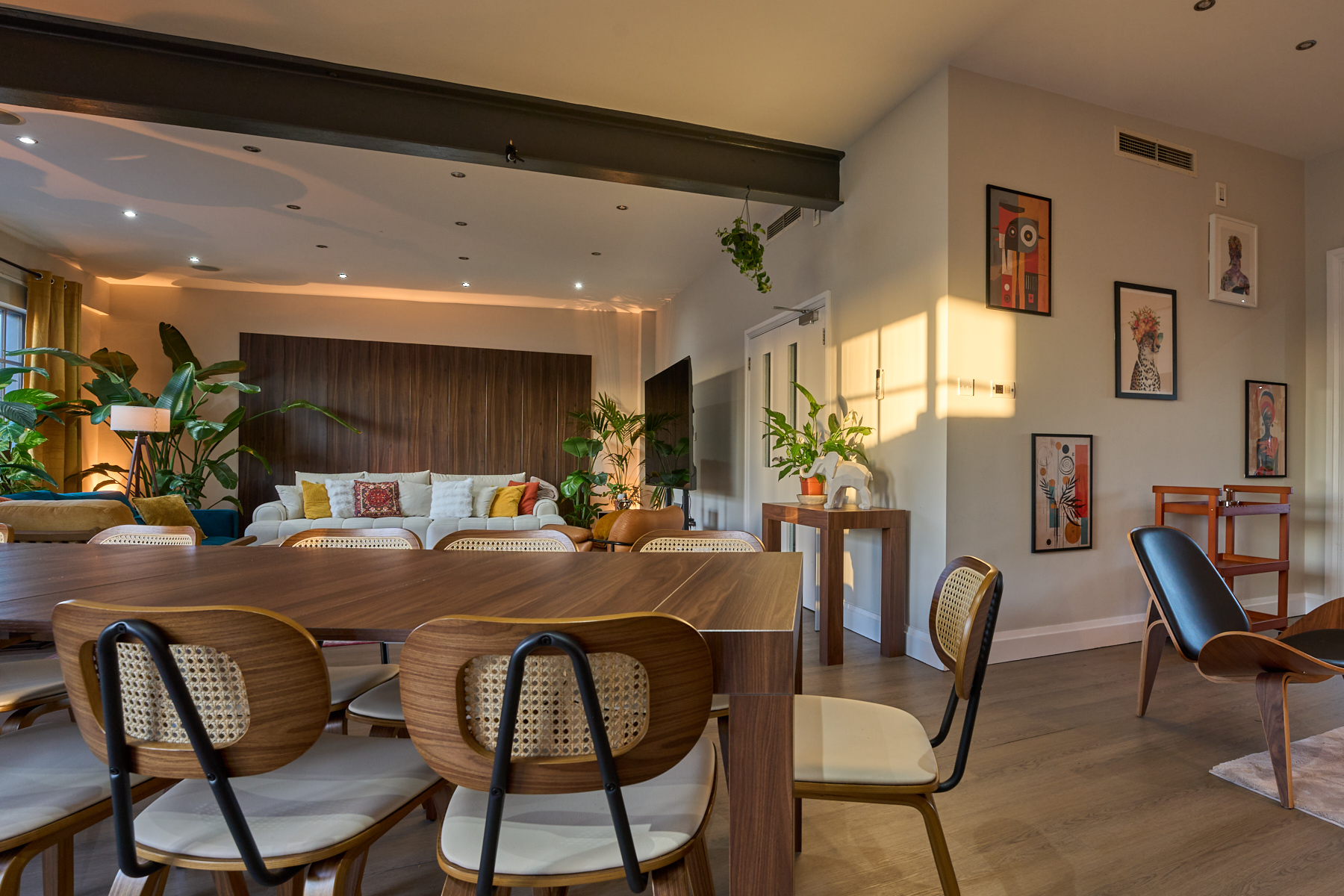 Wooden table surface in natural light, an interior detail at The Designer's Penthouse, Old Street